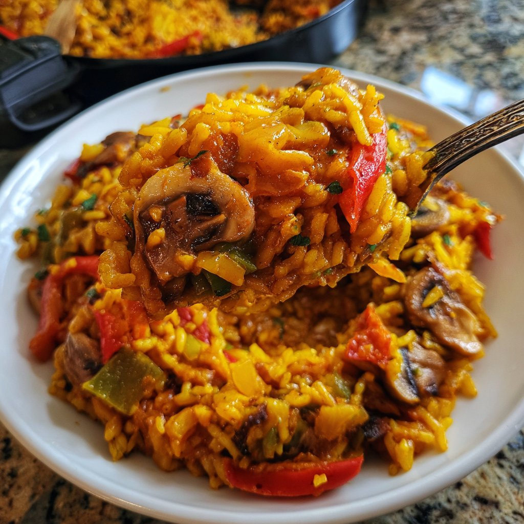 Paella mit Pilzen
