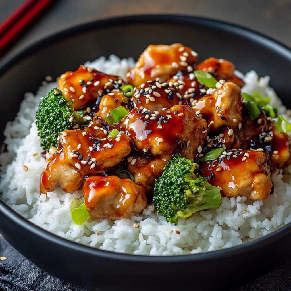 Gesundes Chicken Teriyaki mit Brokkoli und Reis