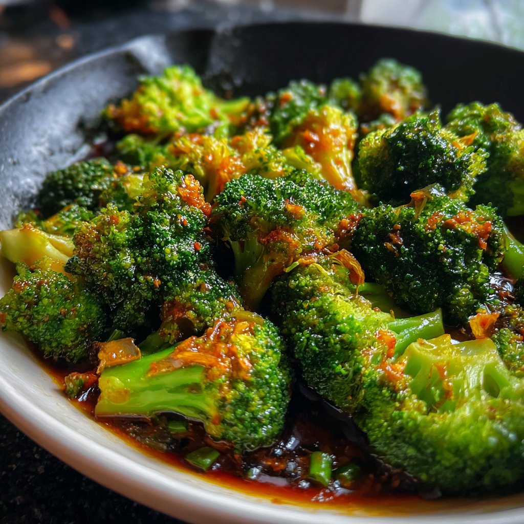 Brokkoli Pfanne Mit Knoblauch Und Sojasauce