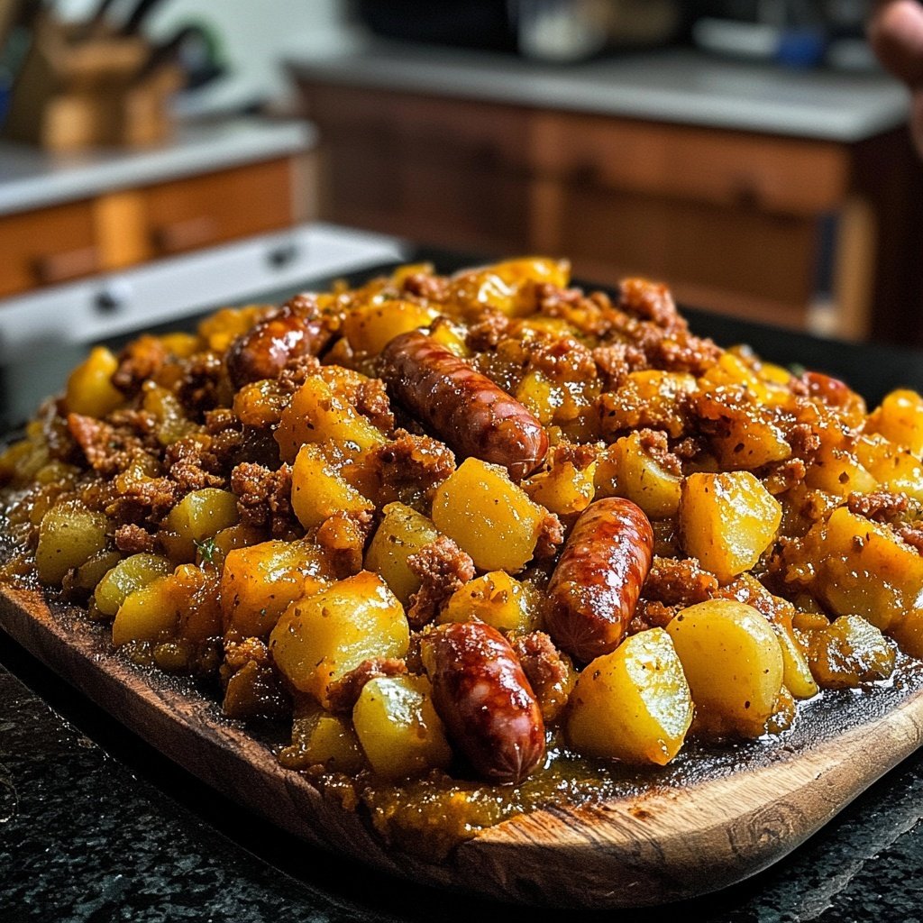 Kartoffelgulasch mit Würstchen