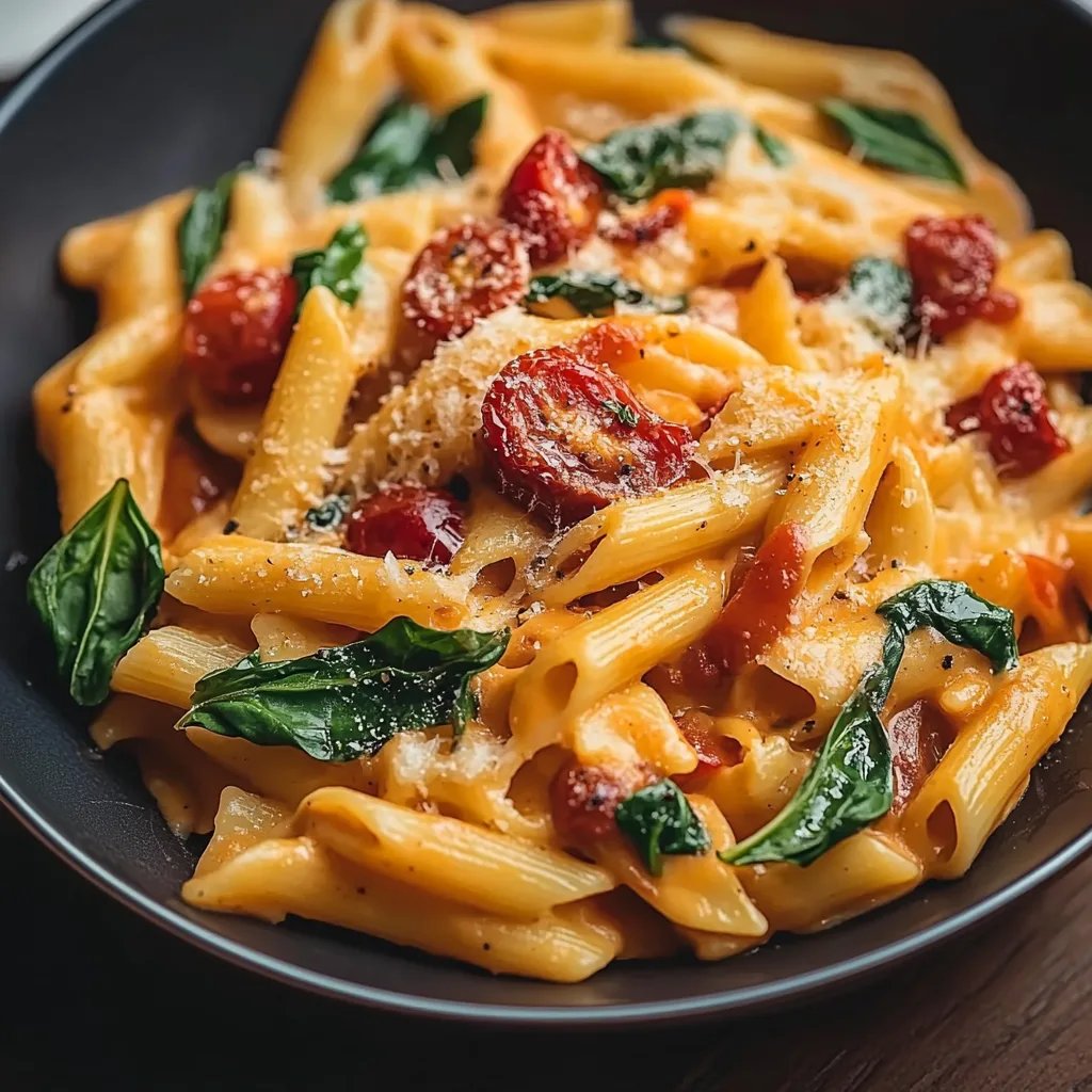 Leckere Spinat-Tomaten-Pasta
