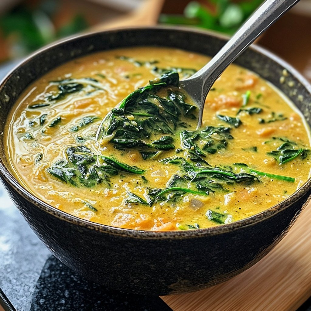 Linsensuppe mit Spinat