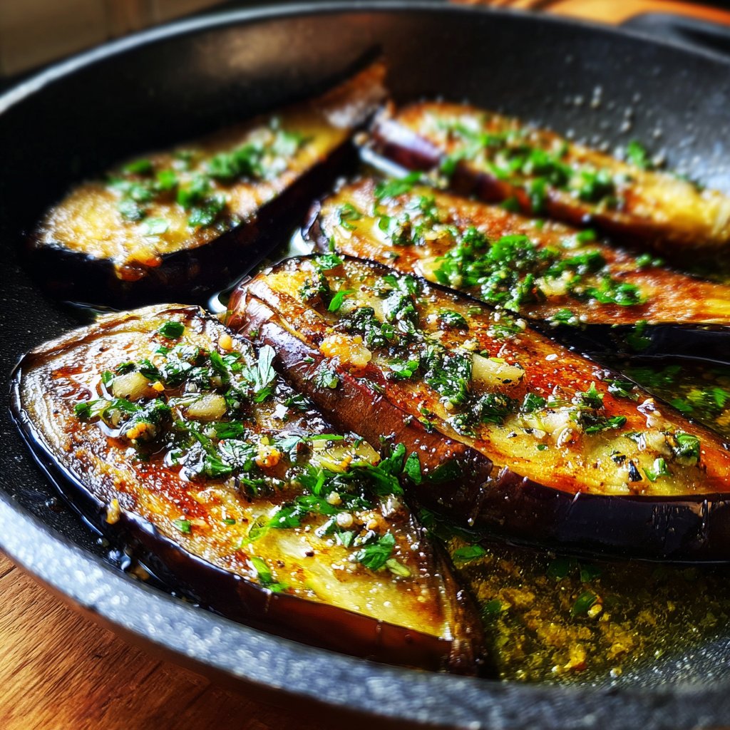 Auberginen aus der Pfanne saftig