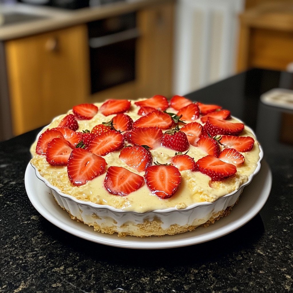 Erdbeerkuchen mit Pudding