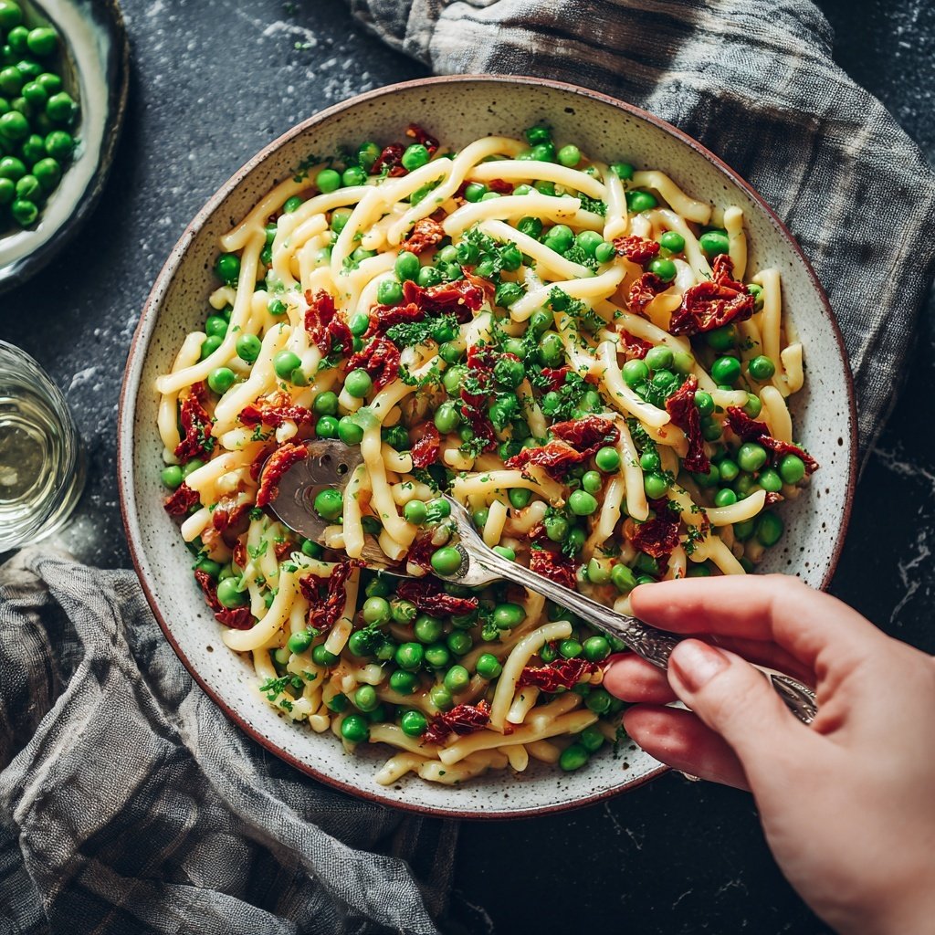 Mediterraner Nudelsalat Mit Erbsen