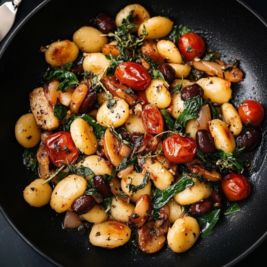 Gnocchi-Grünkohl-Pfanne mit Pilzen und getrockneten Tomaten