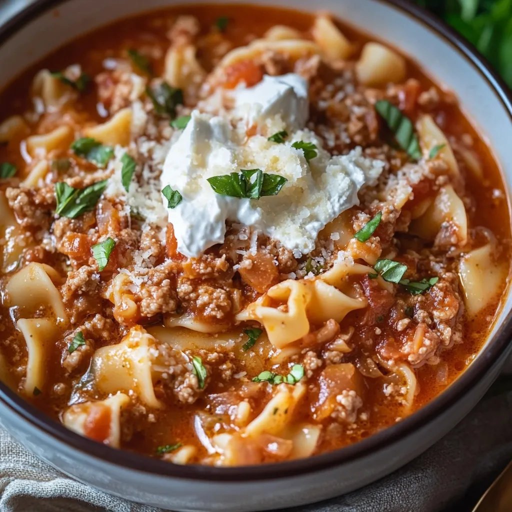 Lasagne-Suppe mit hohem Proteingehalt