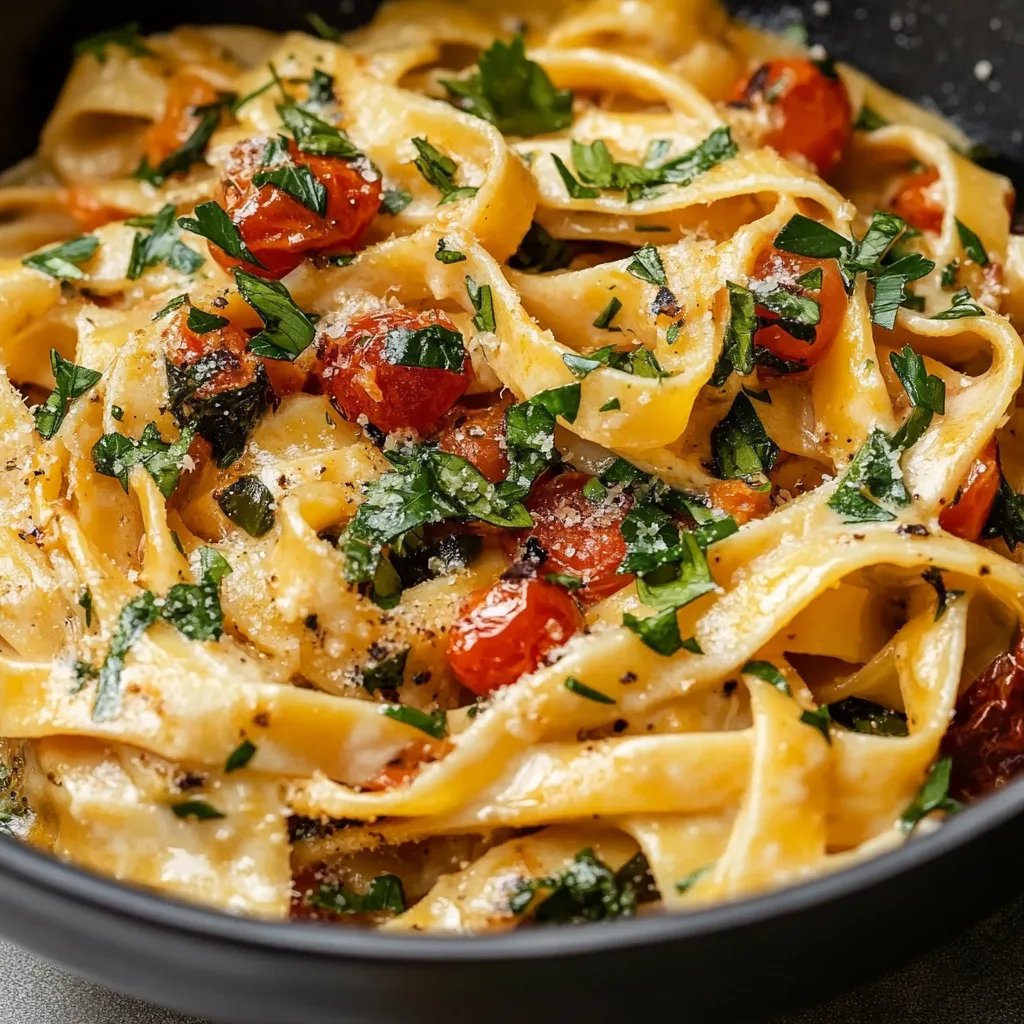Cremige vegane Pasta mit sonnengetrockneten Tomaten