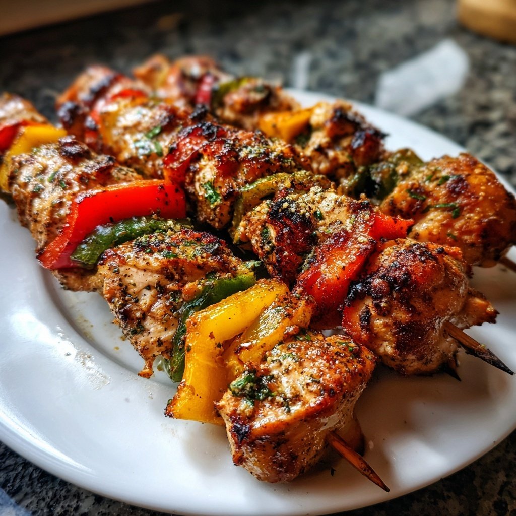 Gegrillte Hähnchenspieße